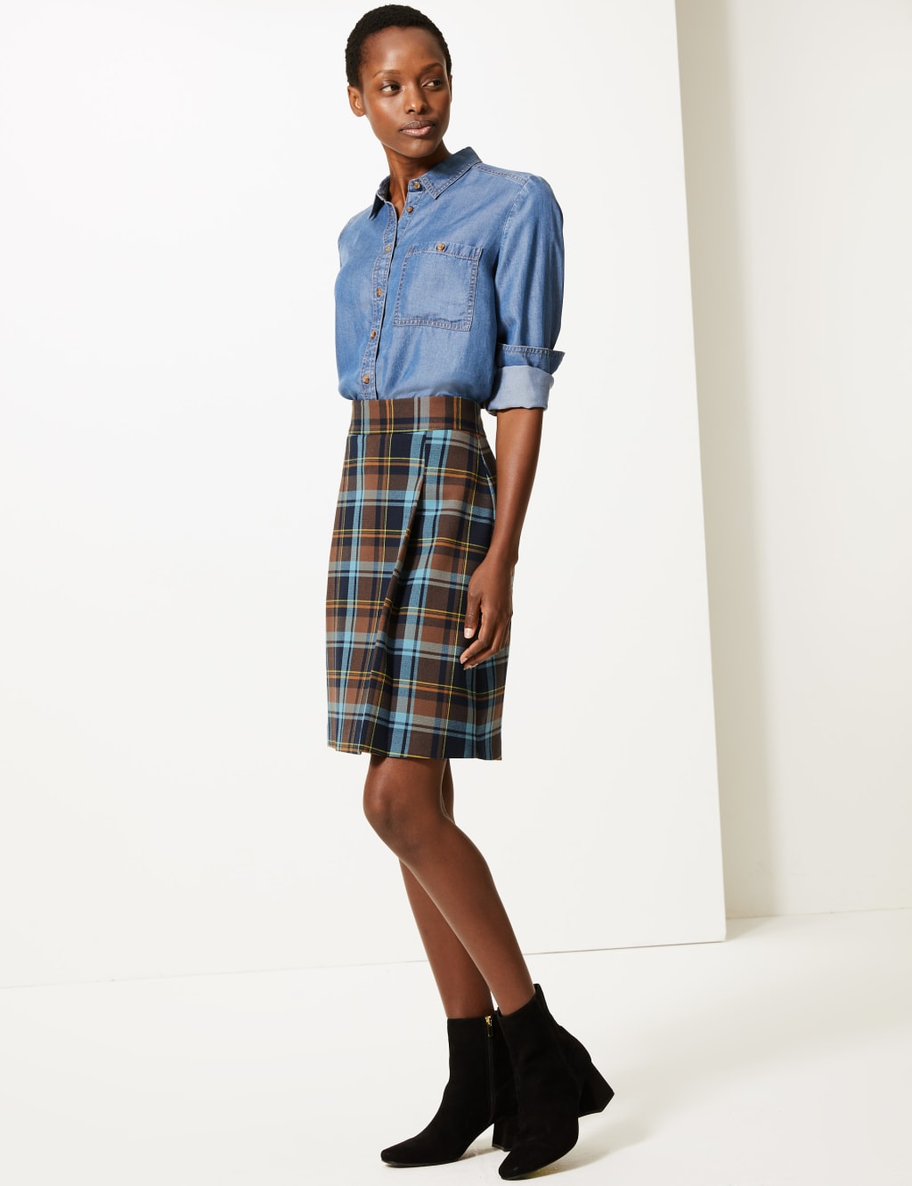 Gold pleated skirt m&s best sale