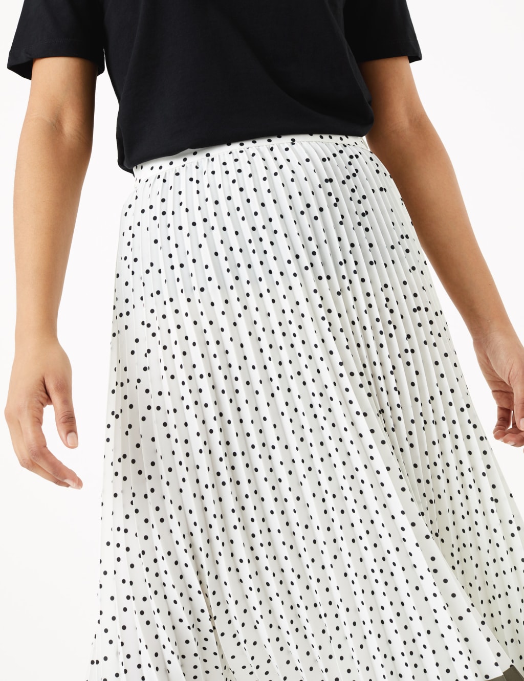 Pleated midi skirt in polka dot outlet