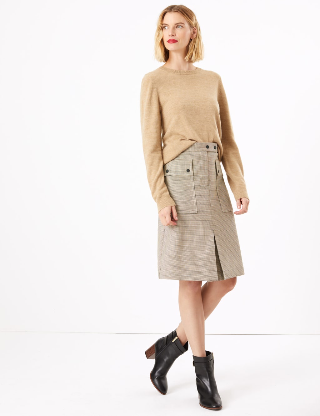 Checked Utility A-Line Skirt 1 of 4