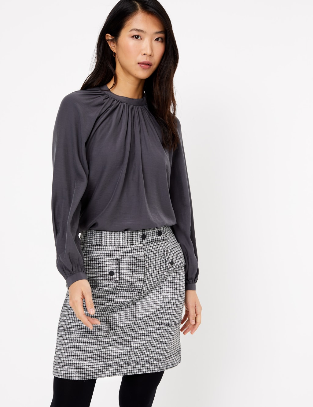 Checked Utility A-Line Mini Skirt 1 of 4