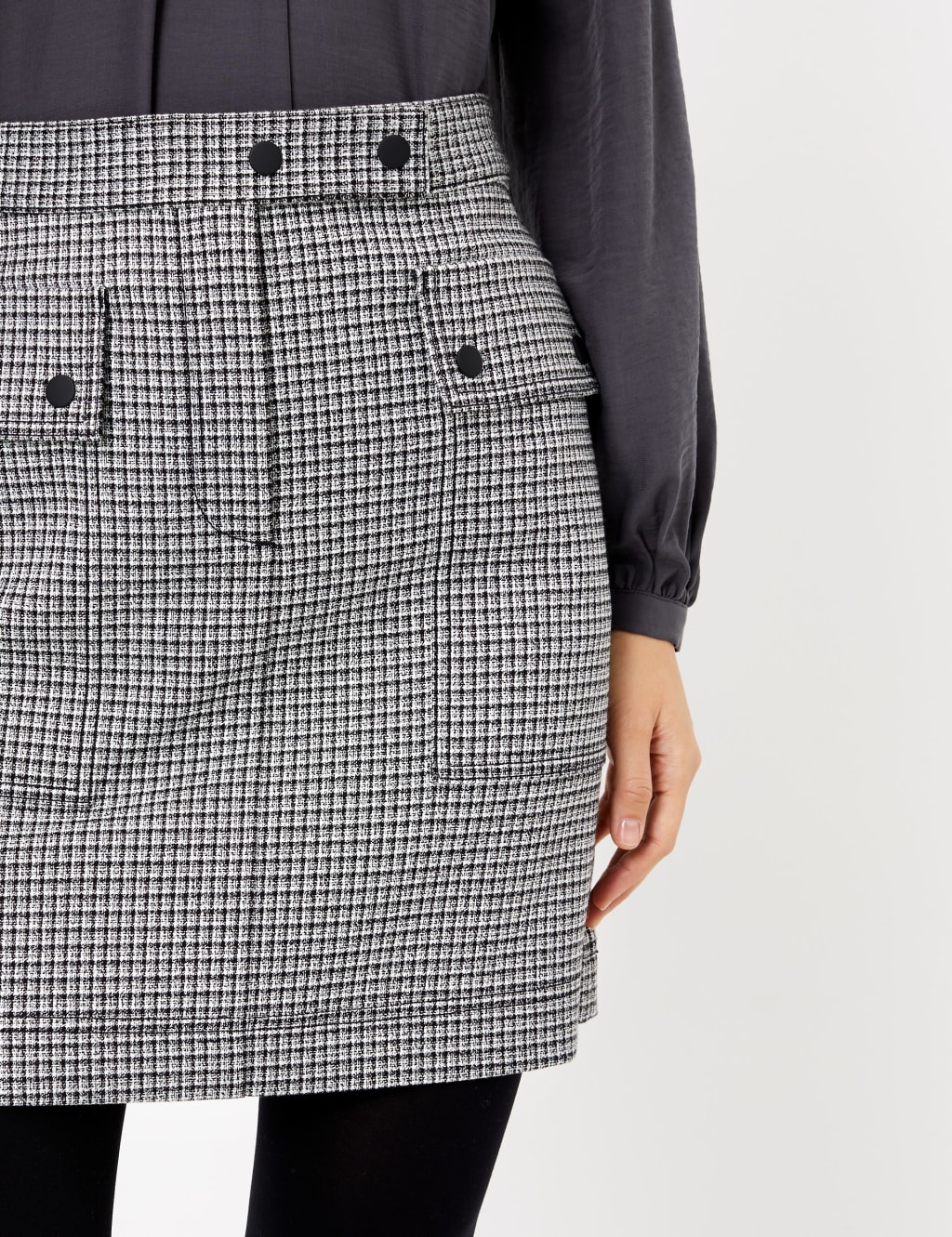 Checked Utility A-Line Mini Skirt 3 of 4