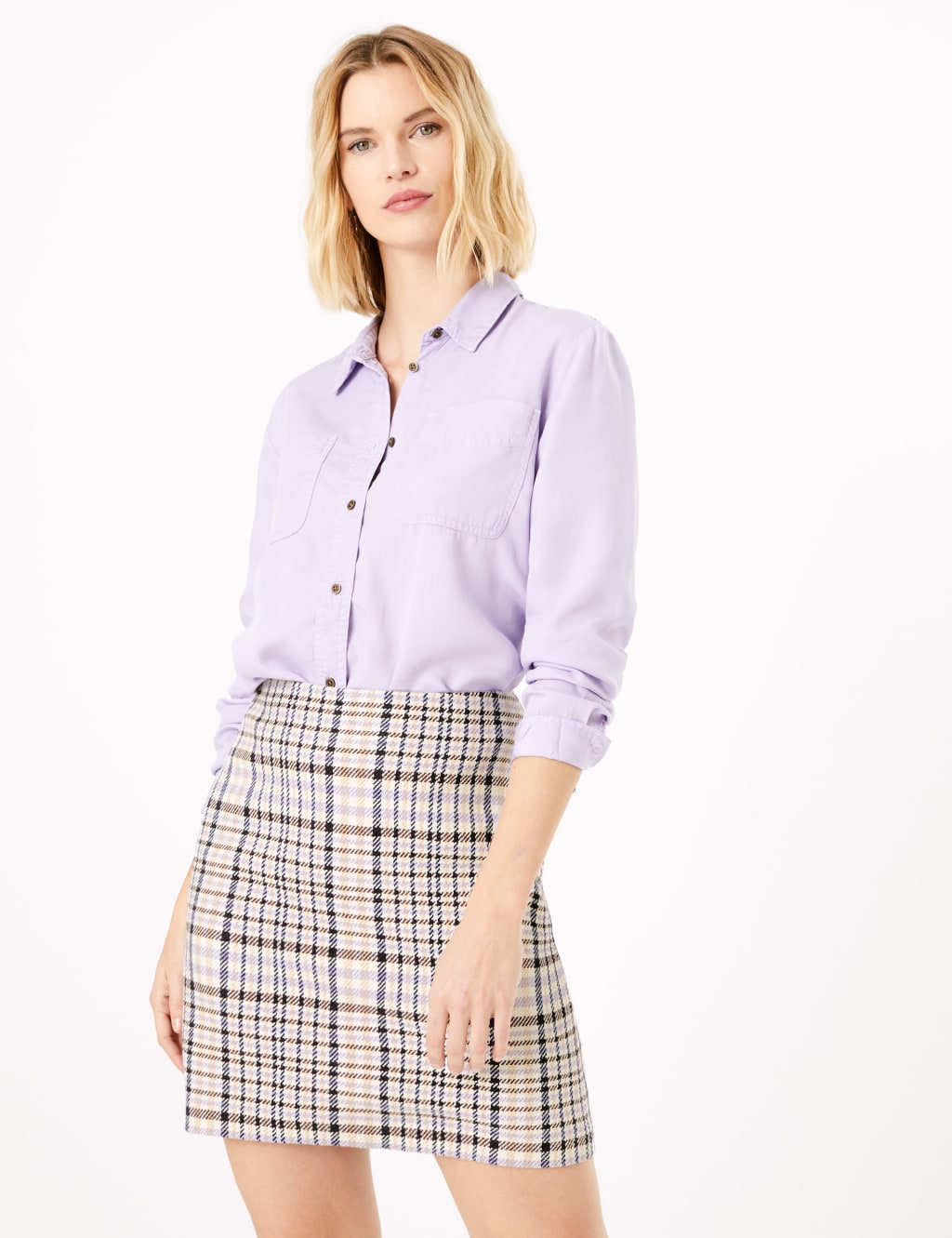 Checked A-Line Mini Skirt 1 of 4