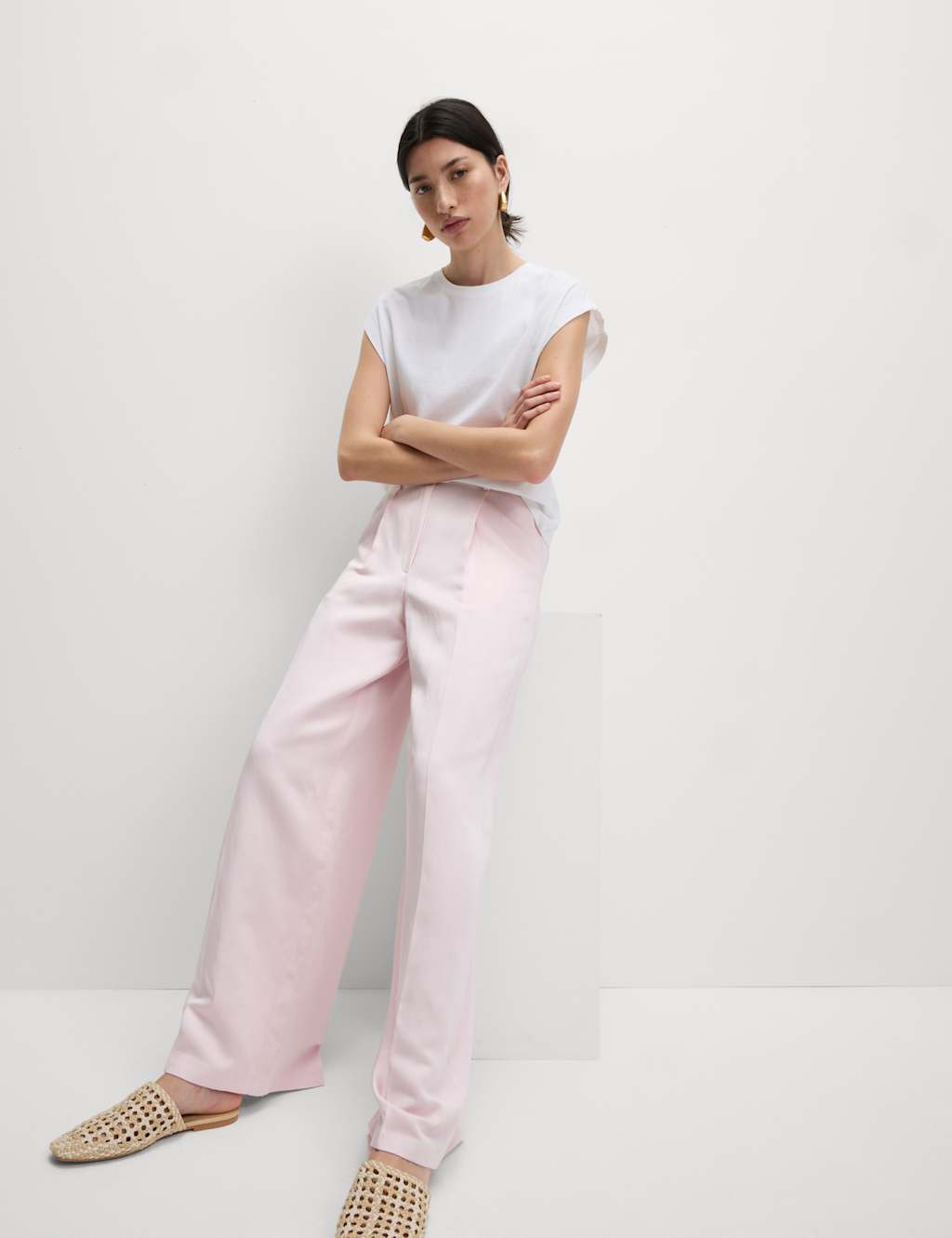 Sheen Linen Twill Tailored Wide Leg Trousers 4 of 6