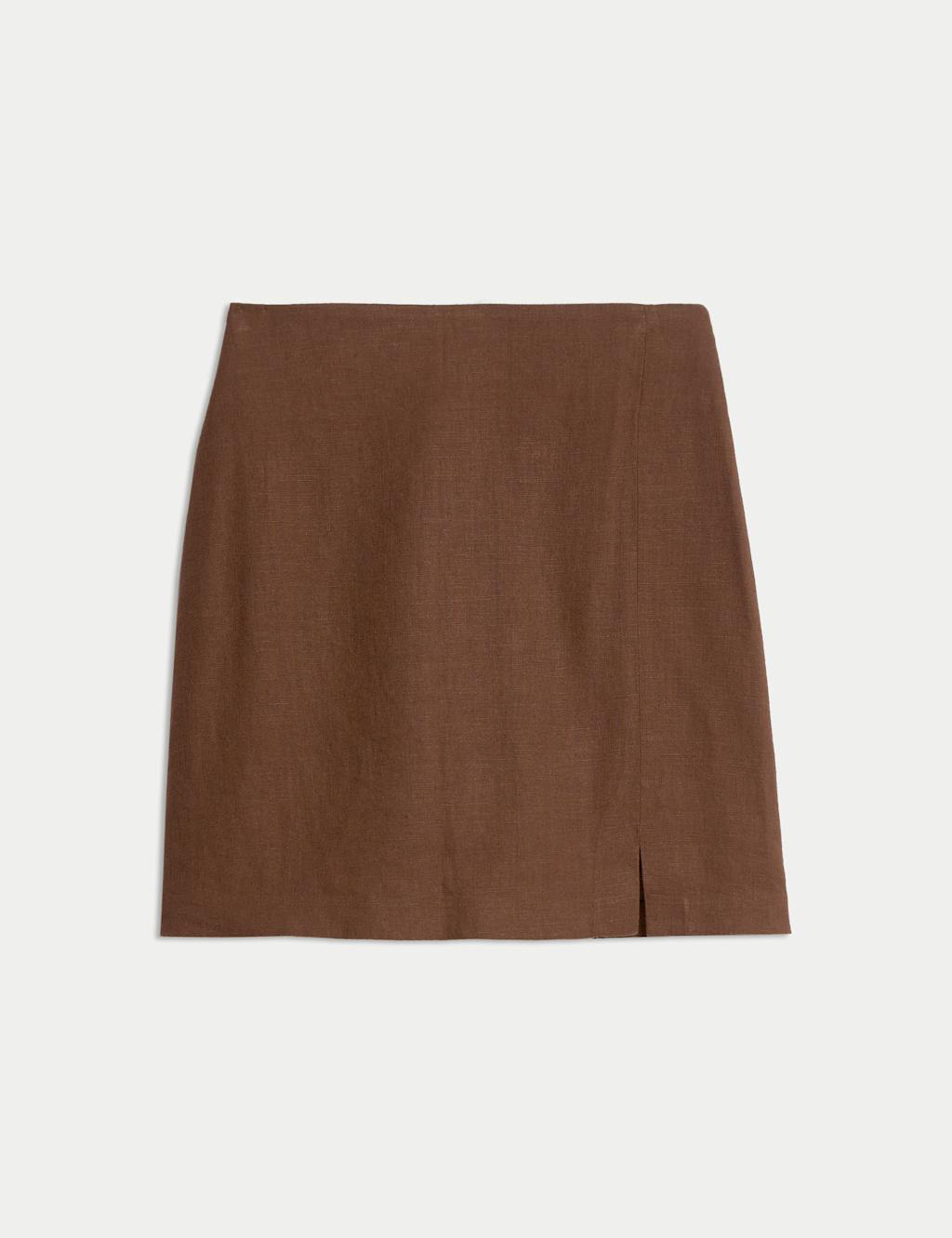 Linen Blend Mini Slip Skirt 2 of 4