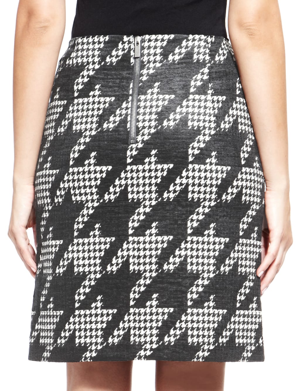 Chenille Houndstooth Print A-Line Skirt 4 of 4