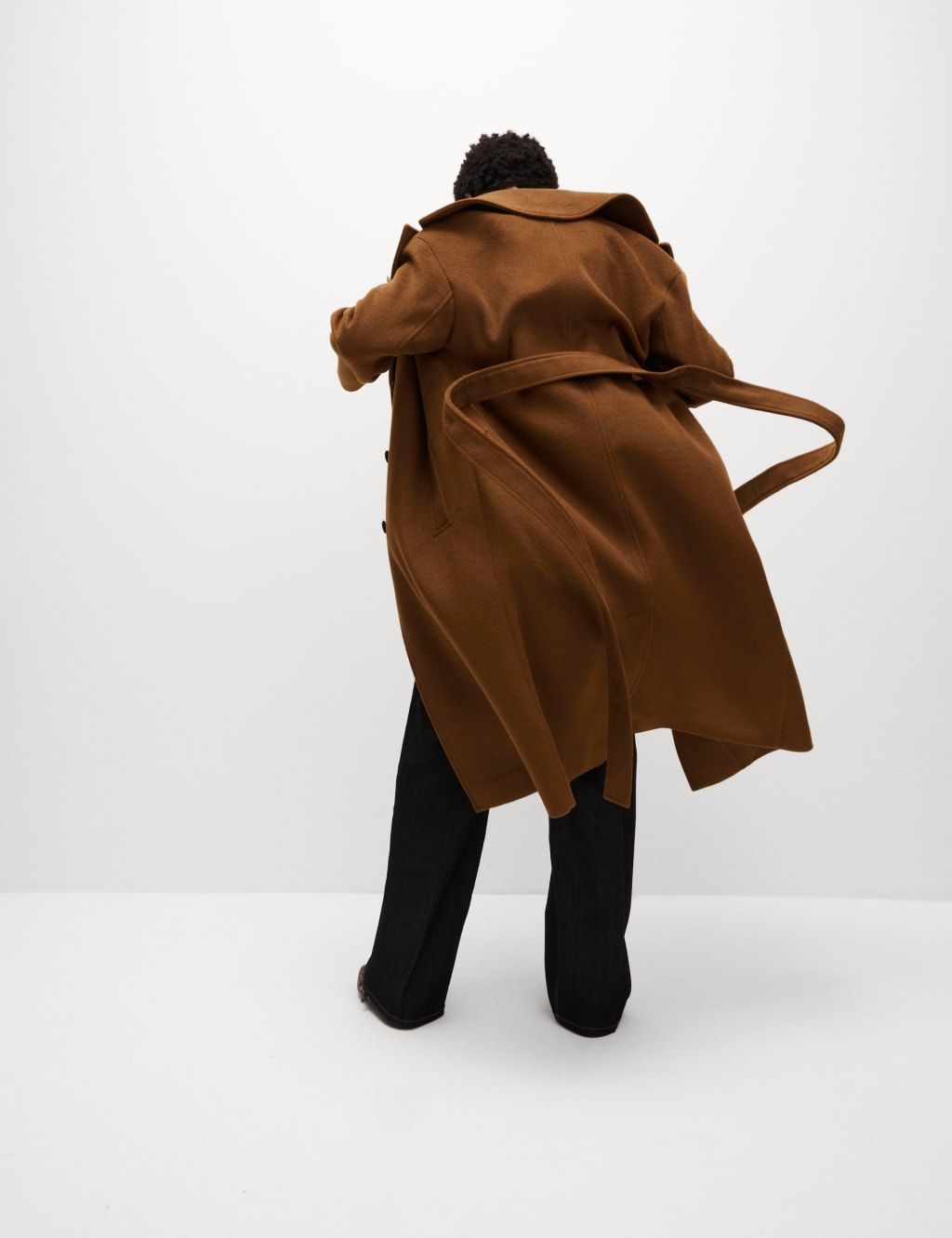 Wool blend belted wrap coat outlet