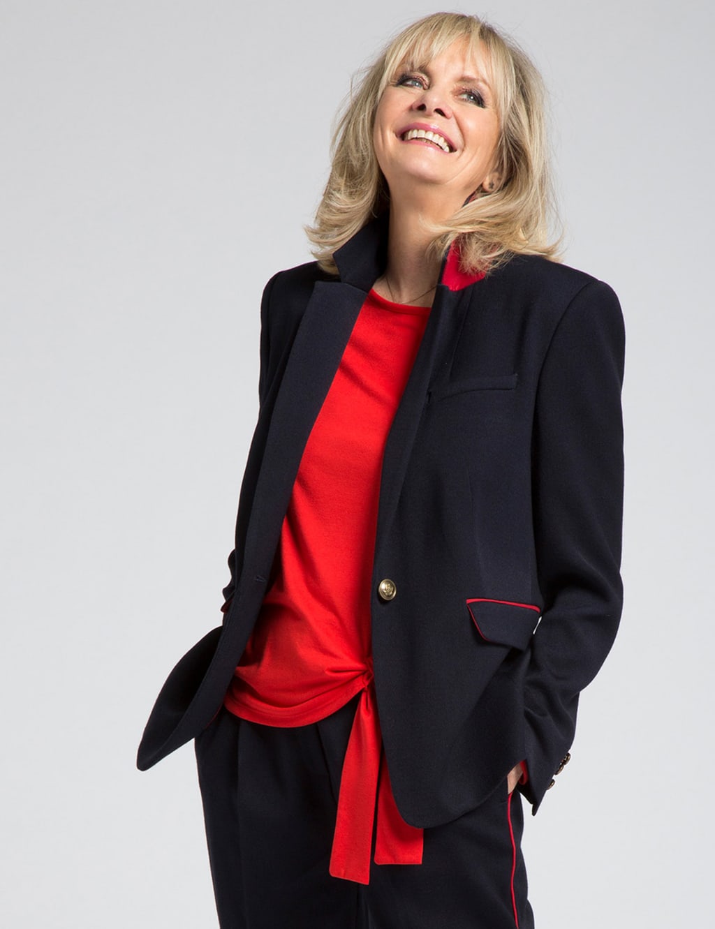 1 Button Contrast Piped Blazer 3 of 5