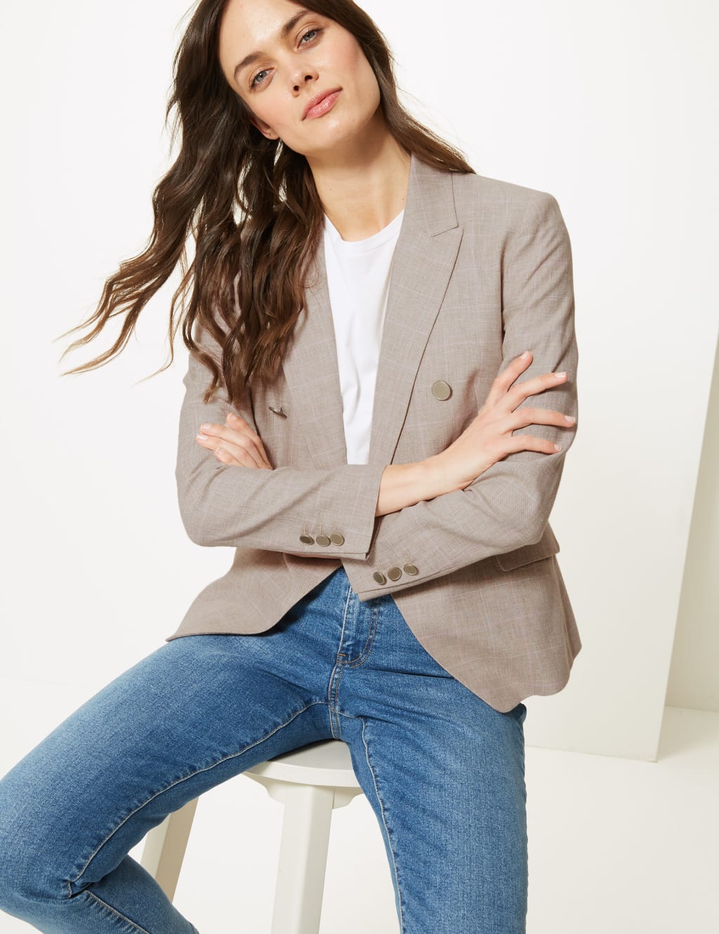 M&s checked blazer hotsell
