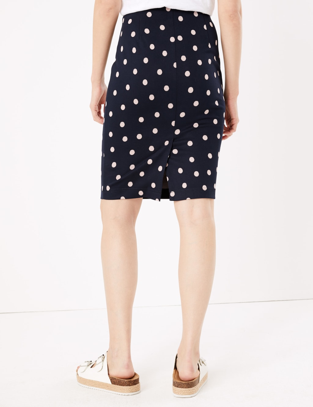 Polka Dot Jersey Pencil Skirt M S Collection M S