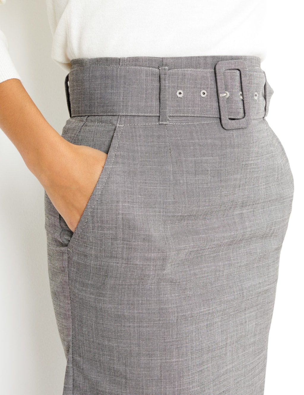 Belted Pencil Midi Skirt M S Collection M S