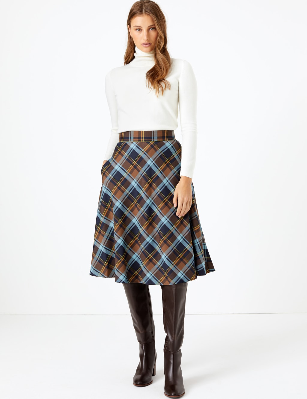 Checked A-Line Midi Skirt 1 of 4