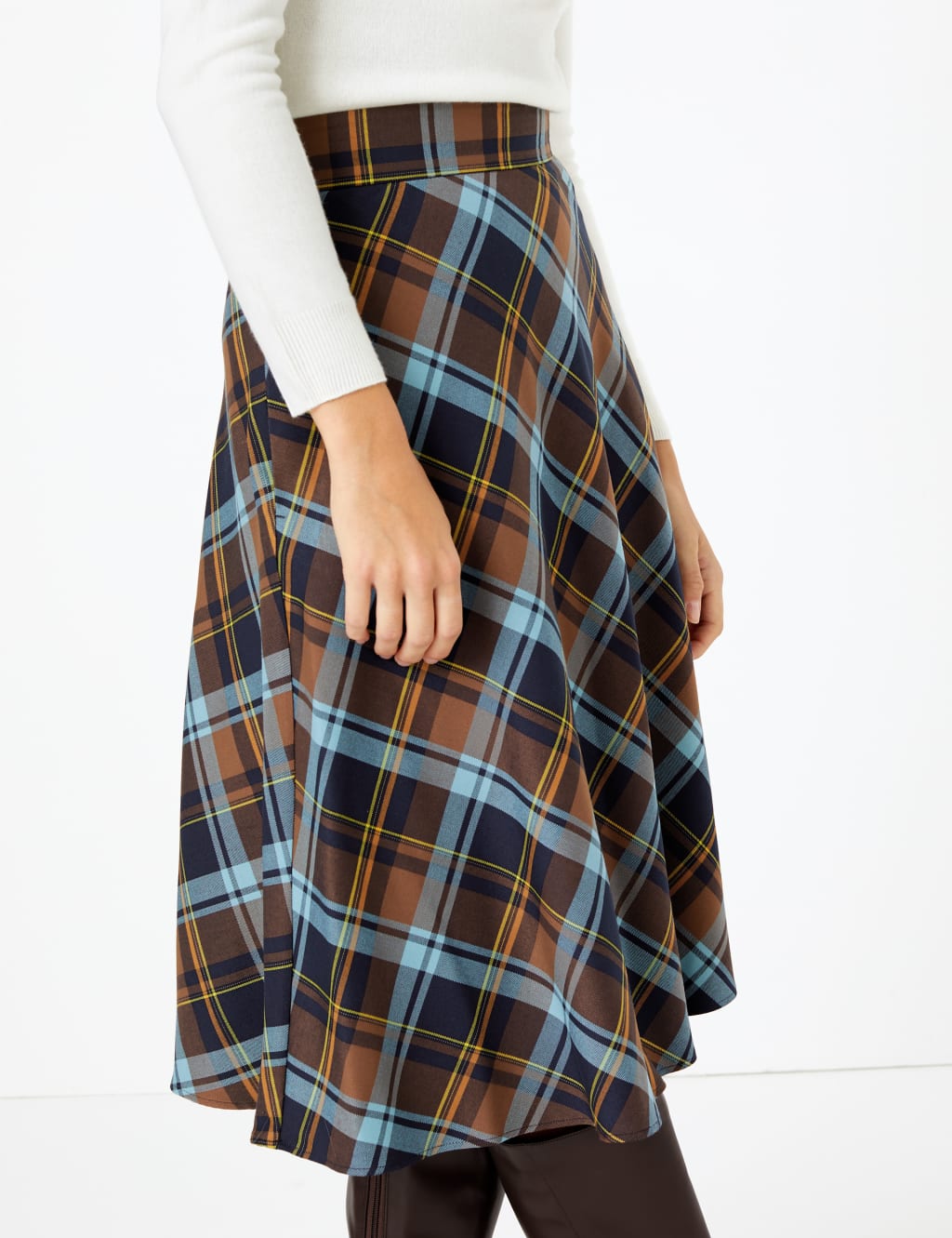 Checked A-Line Midi Skirt 3 of 4