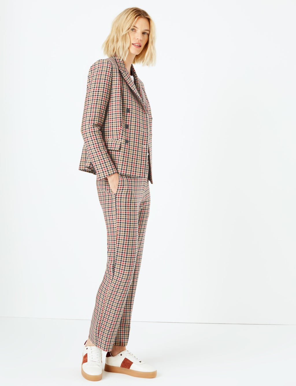 Petite check blazer sale