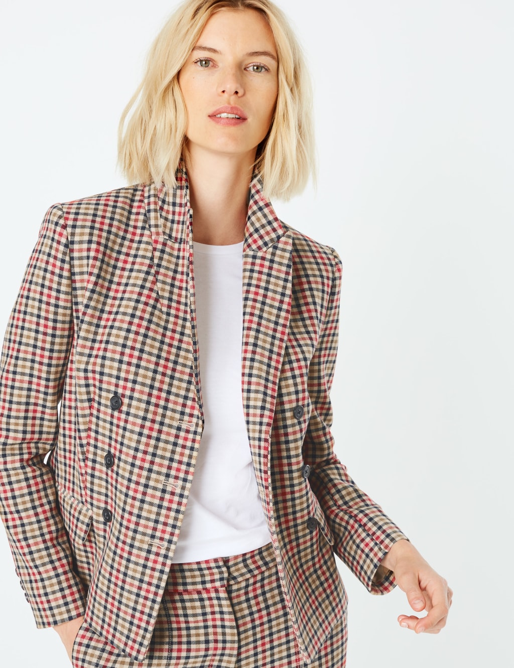 Petite check blazer outlet