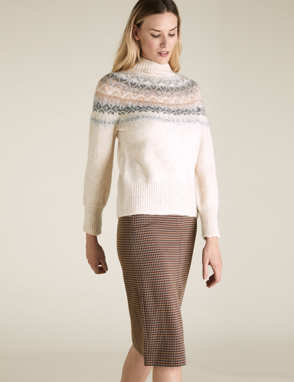 Checked Knee Length Pencil Skirt M S Collection M S