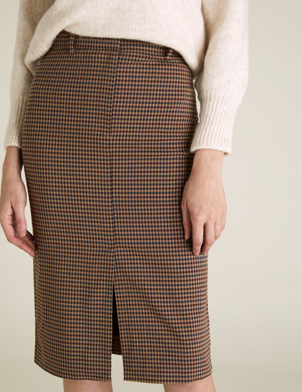 Checked Knee Length Pencil Skirt 3 of 4