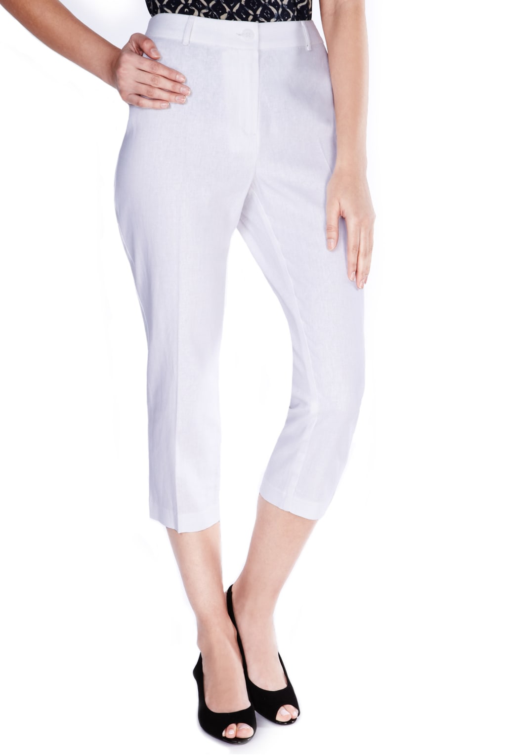 White cropped trousers m&s on sale