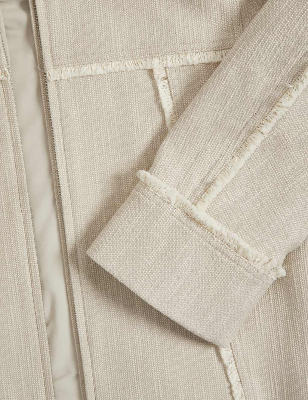 Pure Cotton Collarless Frayed Edge Jacket 7 of 7