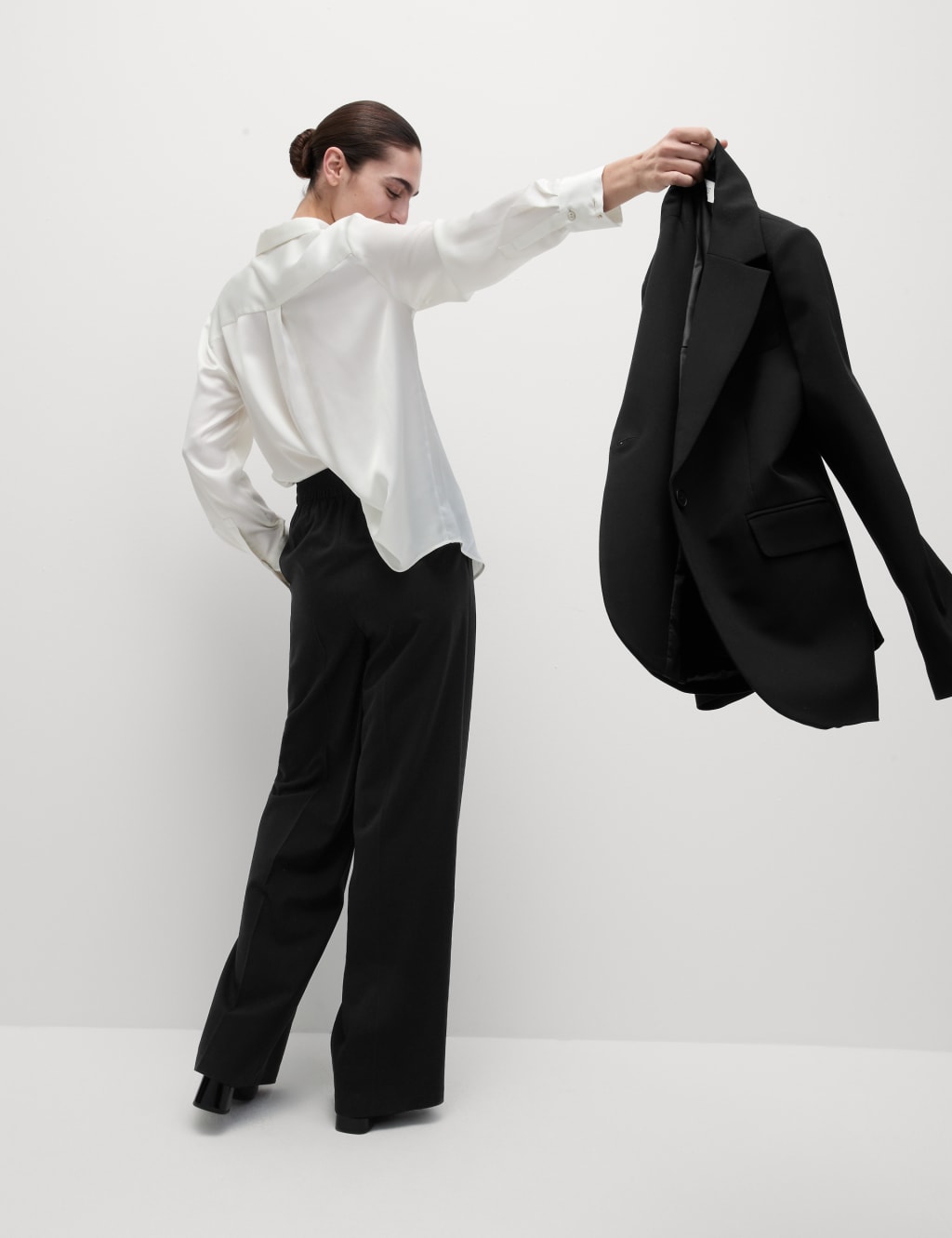 M and s wide leg trousers online