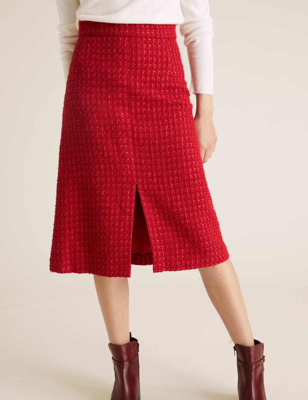 Wool Tweed Midi A Line Skirt M S Collection M S