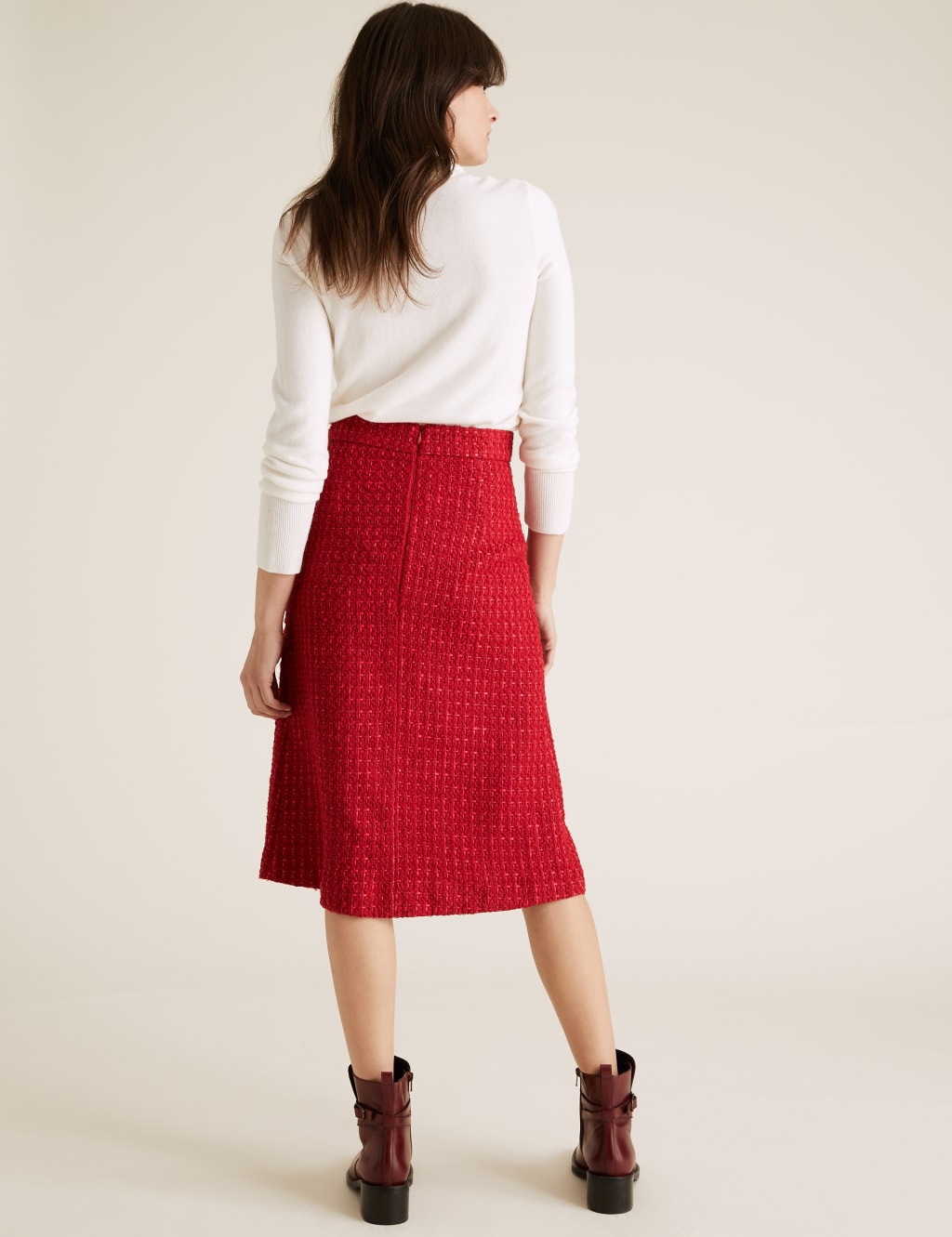 Wool red skirt discount