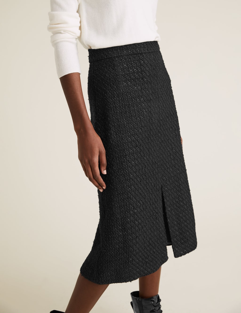 Wool Tweed Knee Length A Line Skirt M S Collection M S