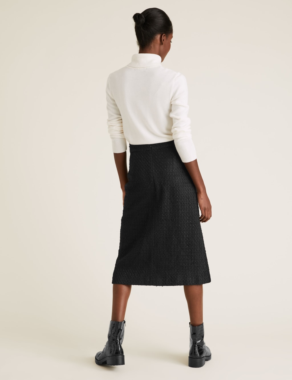 Wool Tweed Knee Length A-Line Skirt 4 of 4
