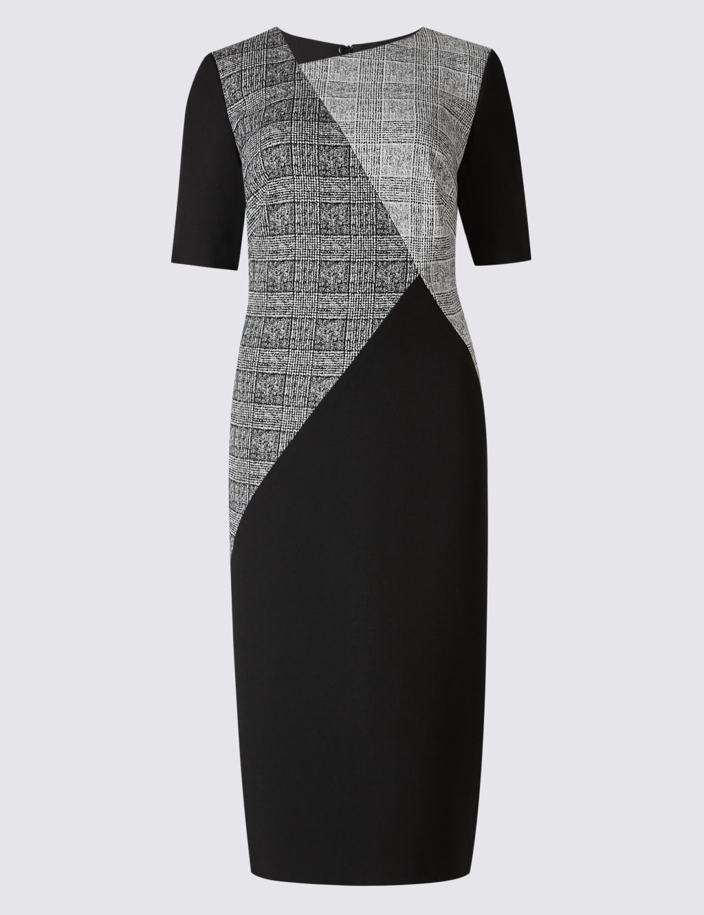 Checked Short Sleeve Shift Midi Dress 2 of 5