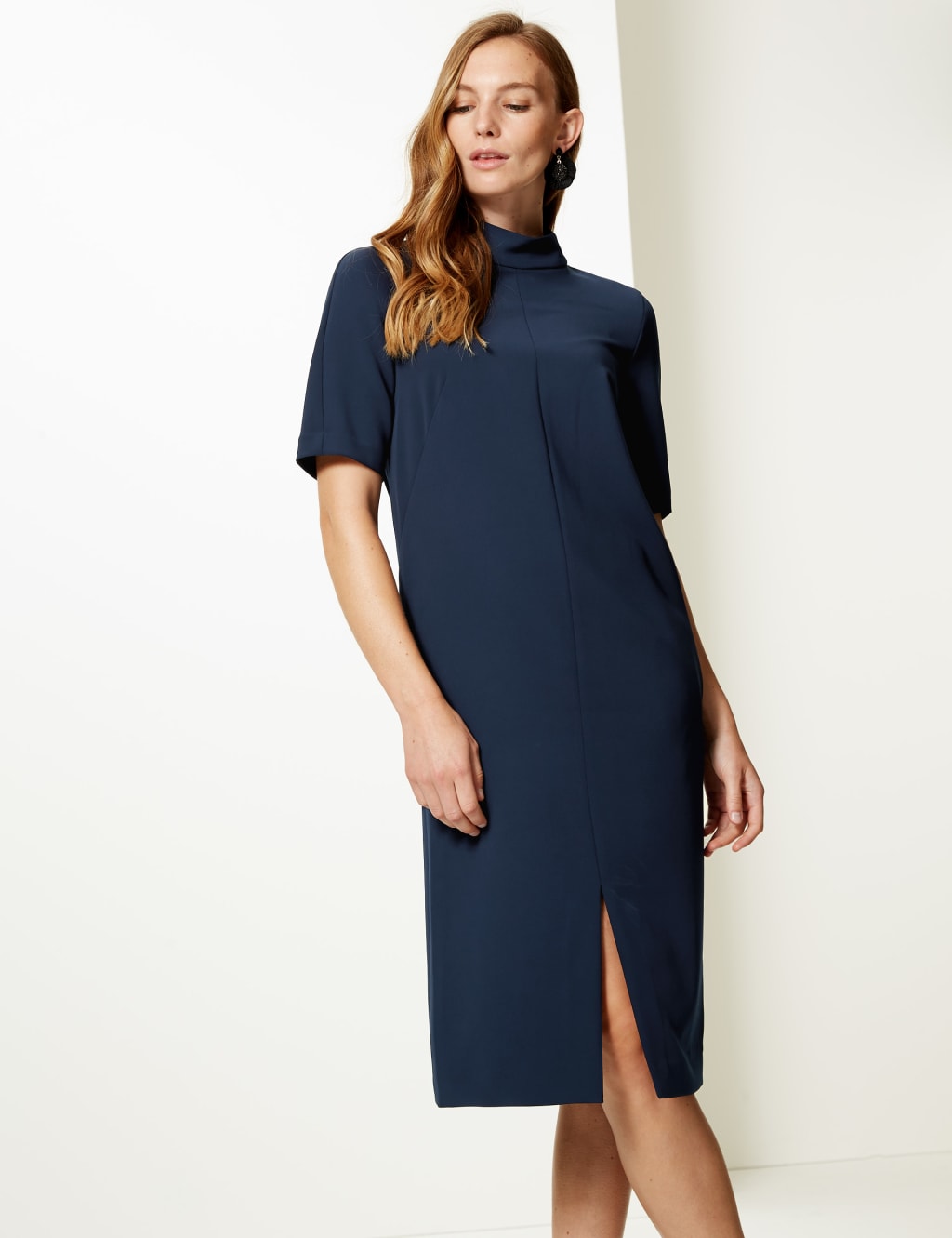 Heavy Crepe Half Sleeve Shift Dress M S Collection M S