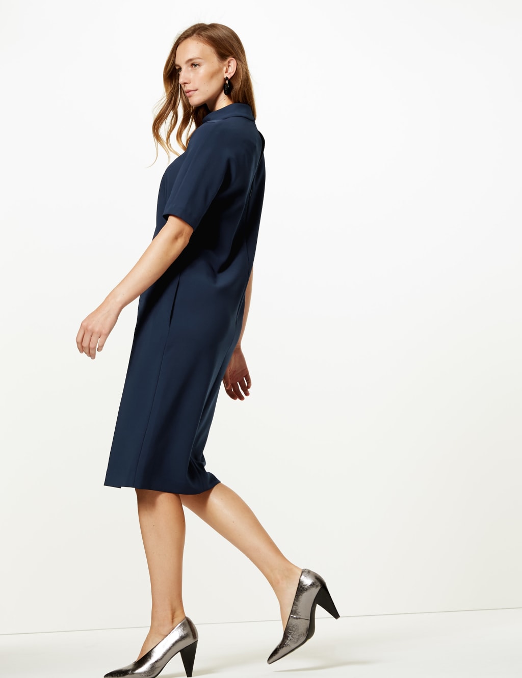 Heavy Crepe Half Sleeve Shift Dress M S Collection M S