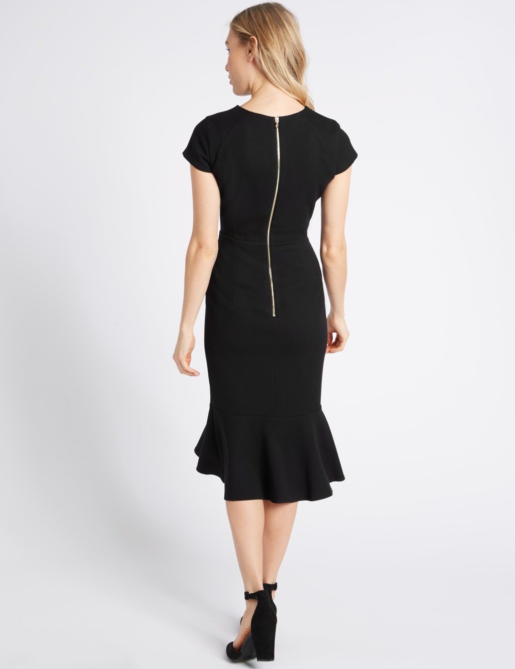 Frill Hem Cap Sleeve Bodycon Dress 4 of 4