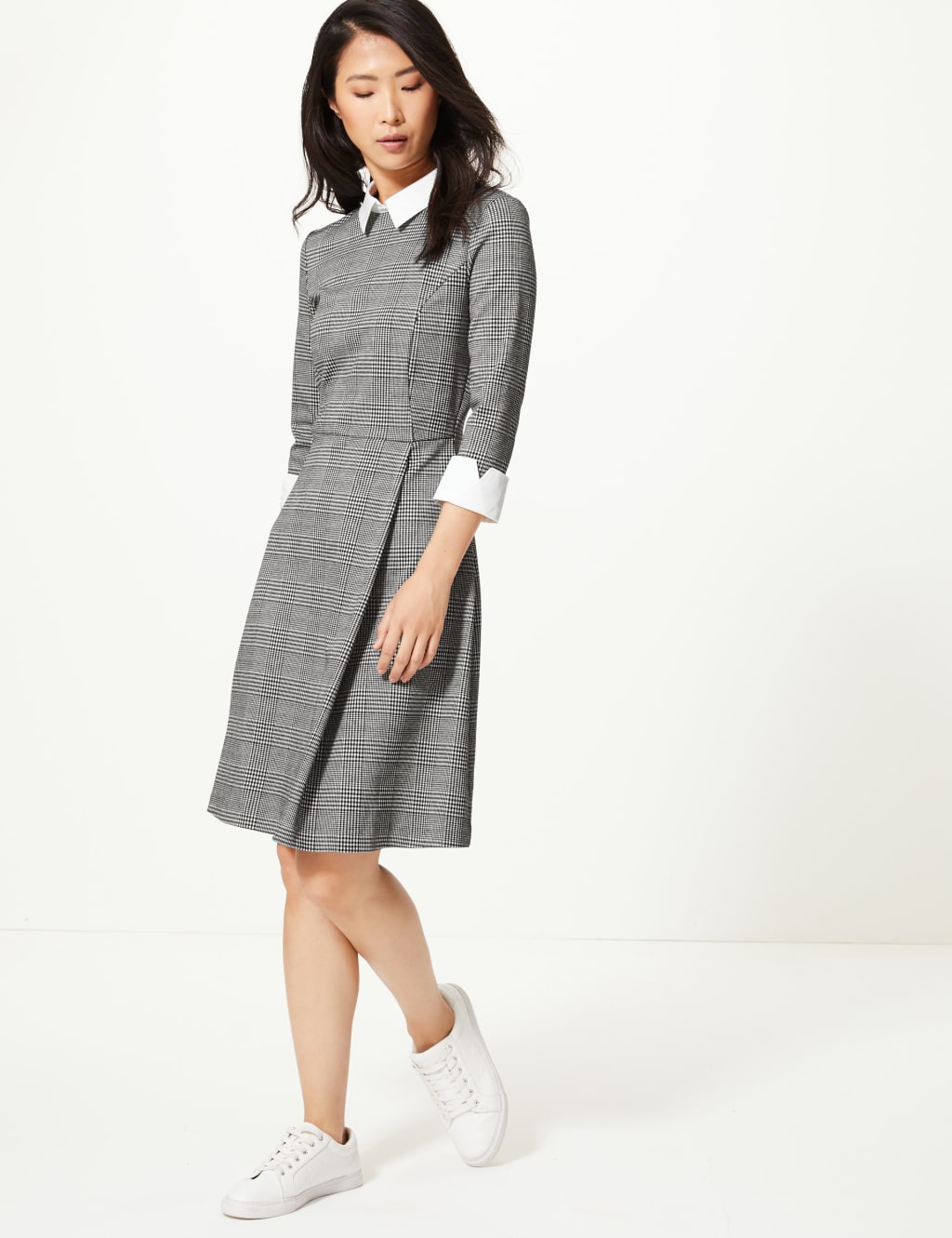 Checked Fit Flare Midi Dress M S Collection M S