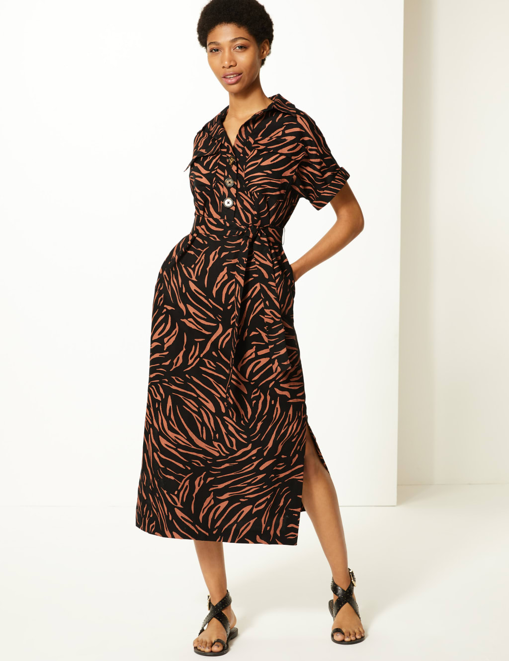 M&s animal print shirt dress sale