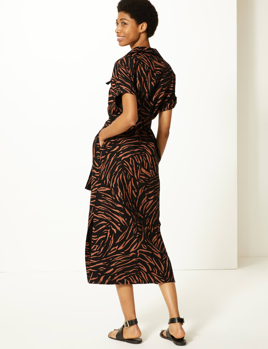 Animal print shirt midi dress 2025
