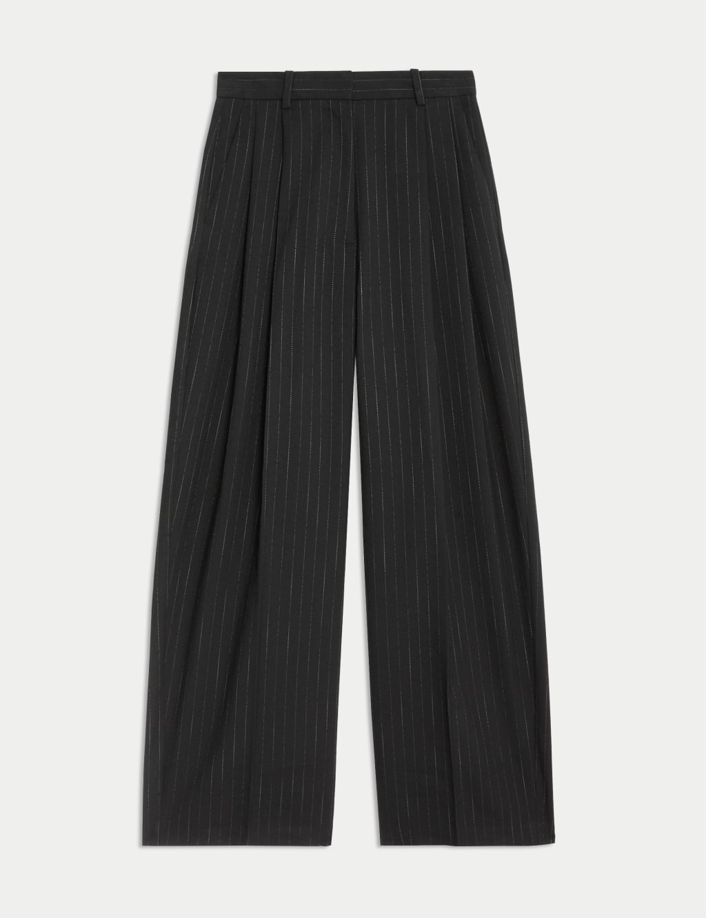 Pinstripe Pleat Front Wide Leg Trousers M S Collection M S