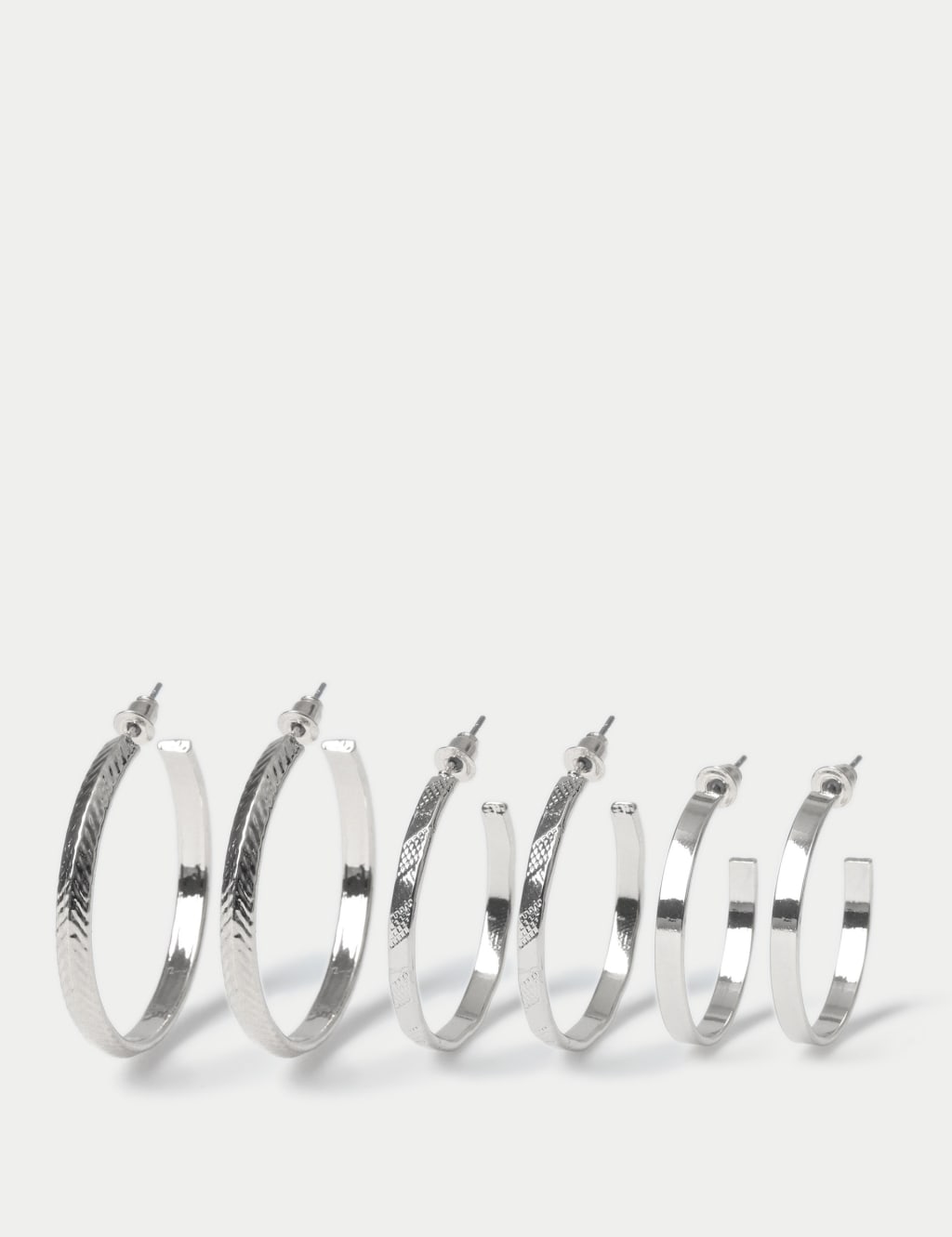 3 Pack Silver Hoop 3 of 3
