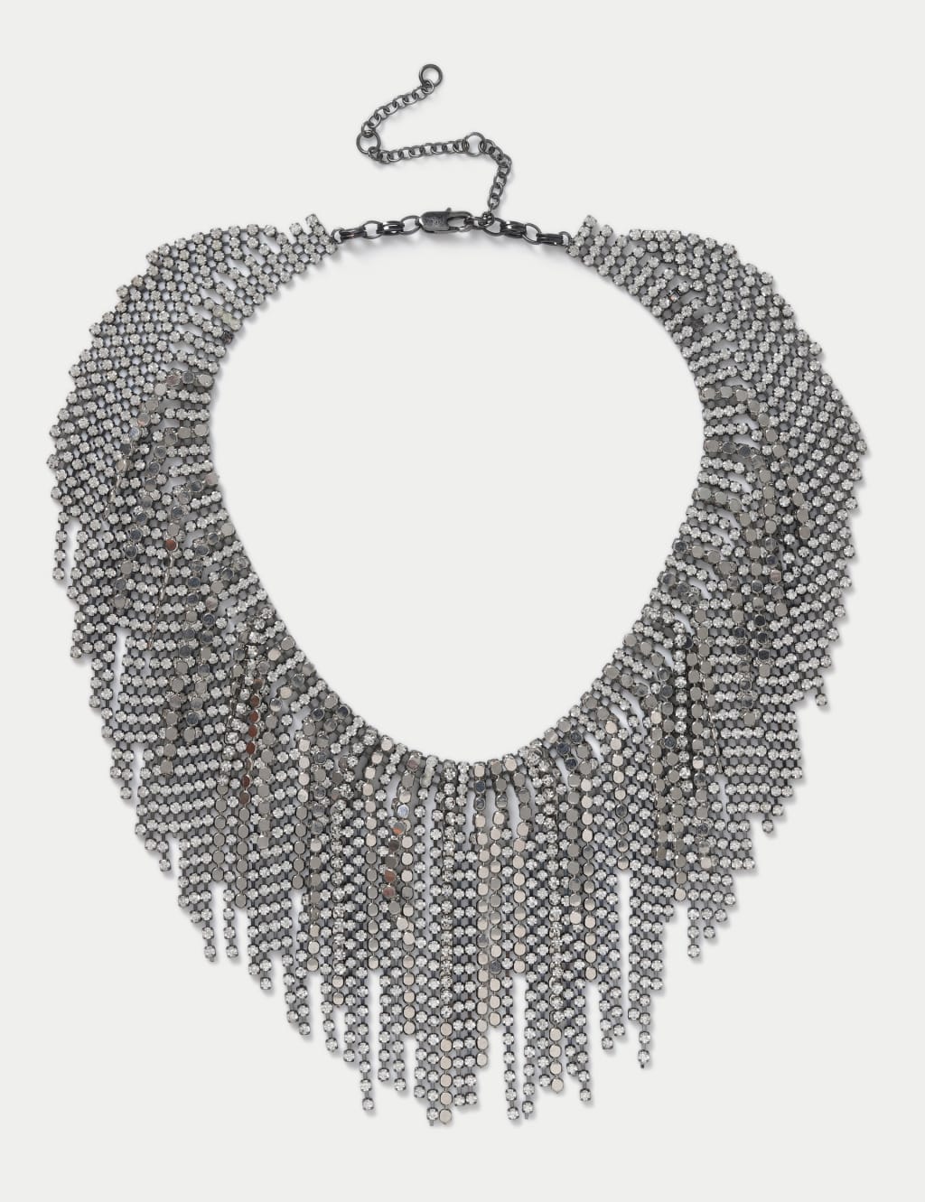 Gunmetal and Cup chain Statement Fringe Necklace 2 of 3