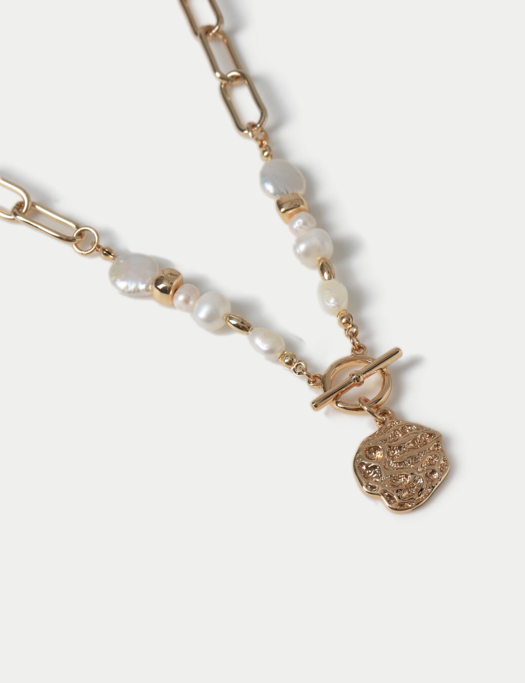 Gold Tone T-Bar Pearl Neckwear 2 of 2