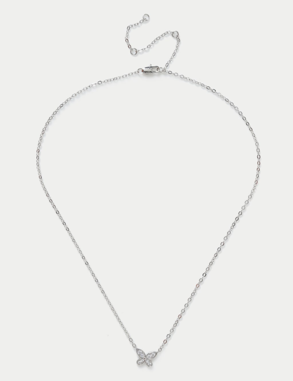 Platinum Plated Butterfly Ditsy Necklace M S Collection M S
