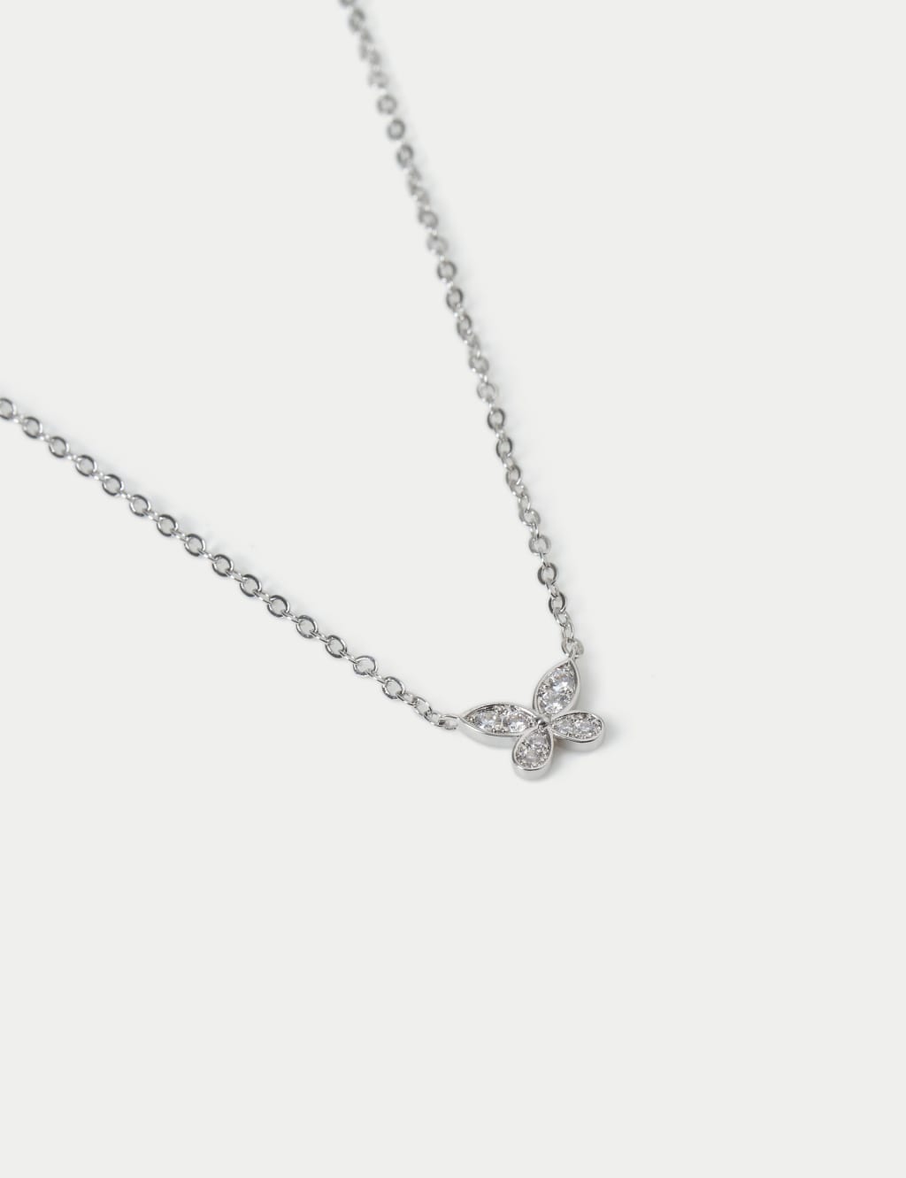 Platinum Plated Butterfly Ditsy Necklace 2 of 2