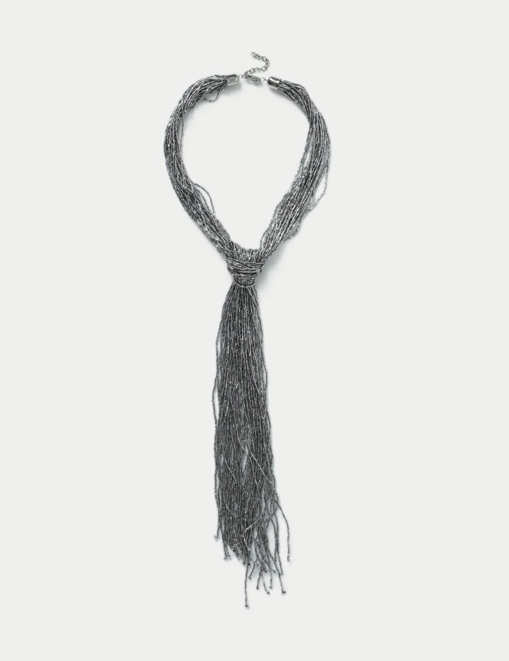Silver Tone Beaded Longline Necklace M S Collection M S