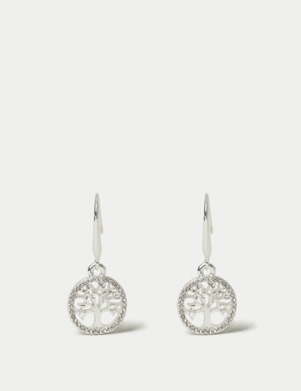 Silver Tone Tree Pattern Earrings 1 of 3