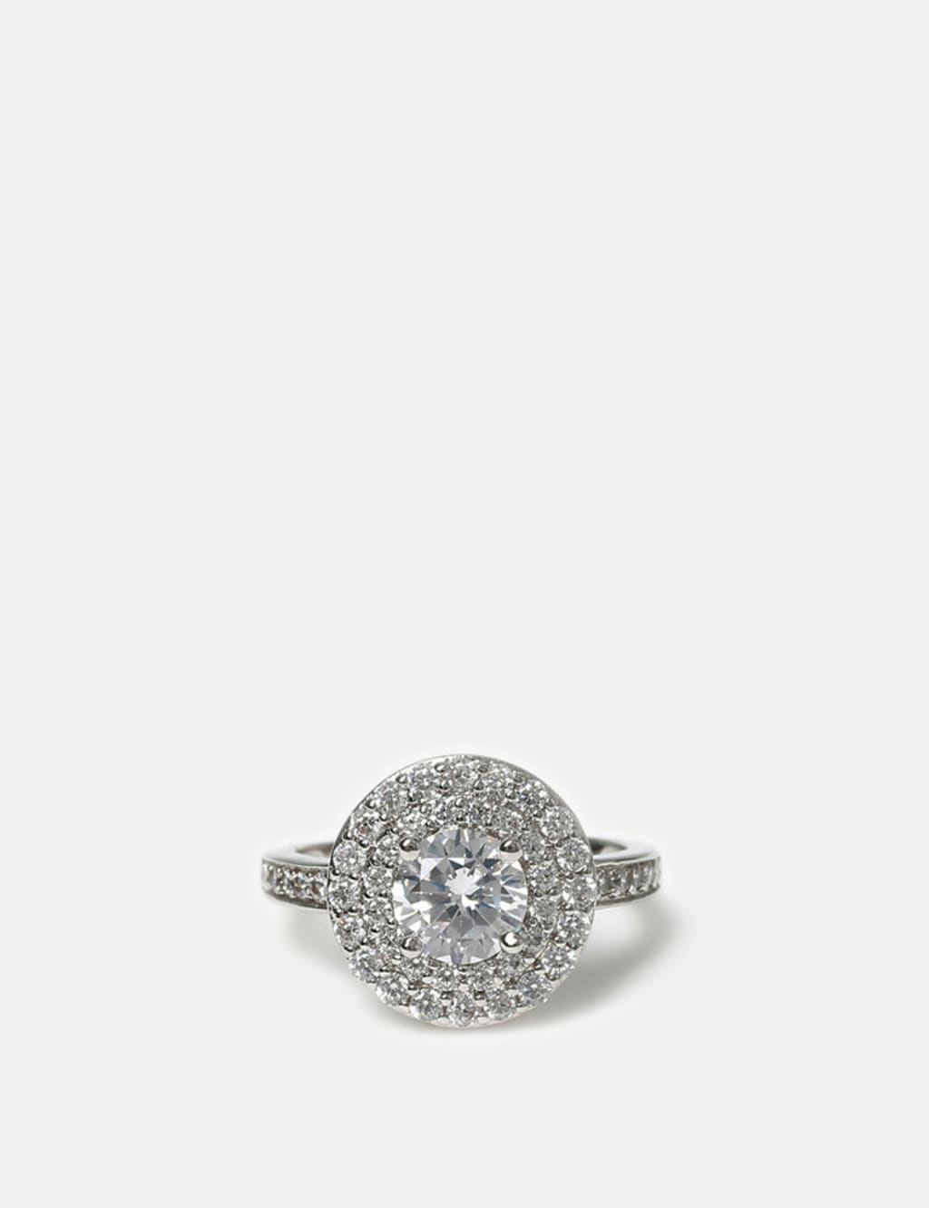 Platinum Plated Circle Stone Ring