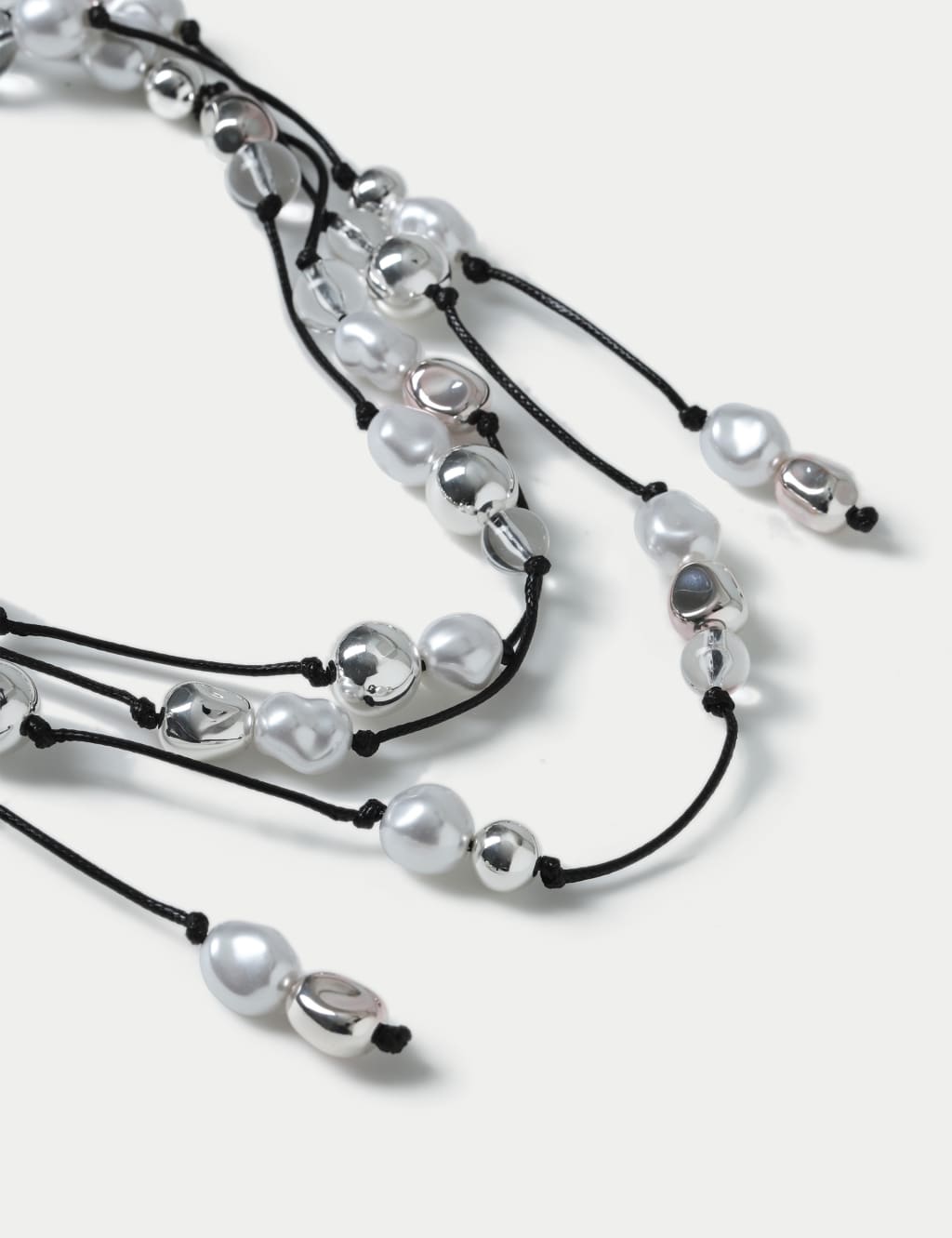 Silver Tone and Pearl Detail Black Scarf 2 of 2