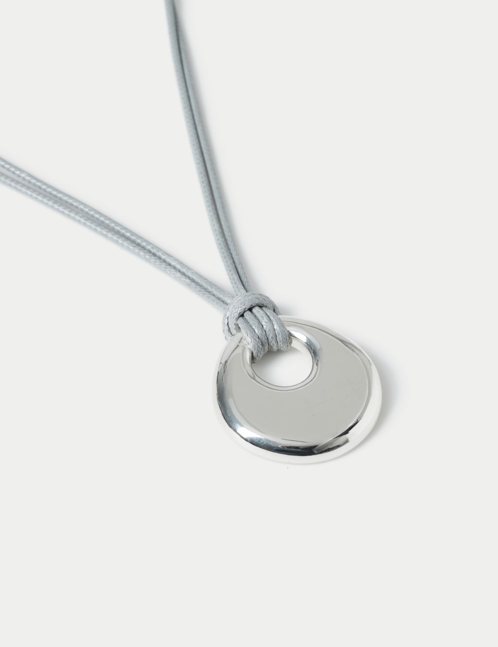 Silver Tone and Grey Rope Pendant 2 of 2