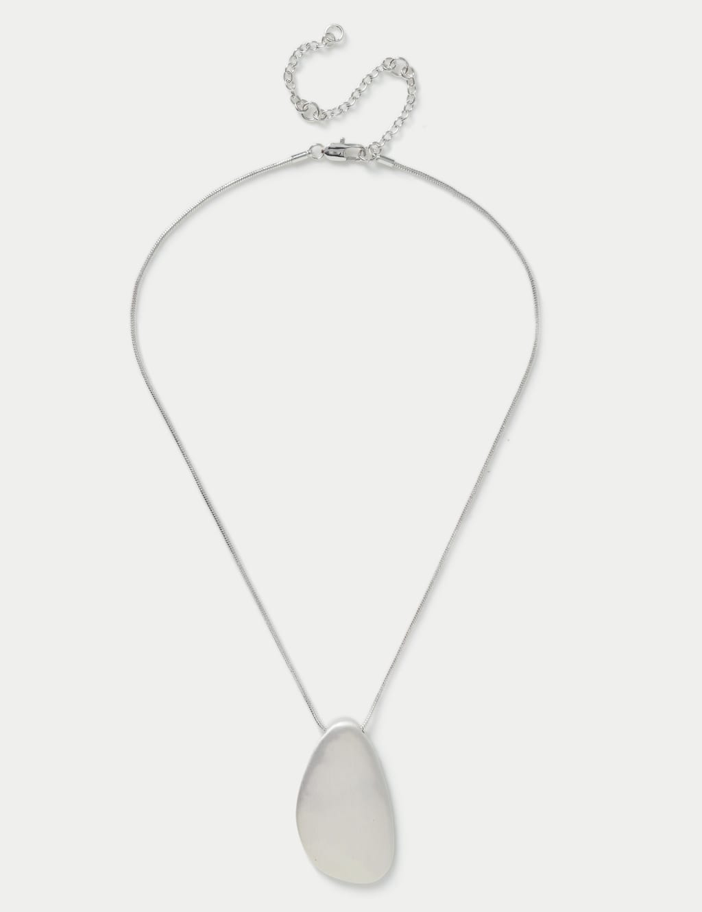 Silver Tone Brushed Oval Pendant 1 of 2