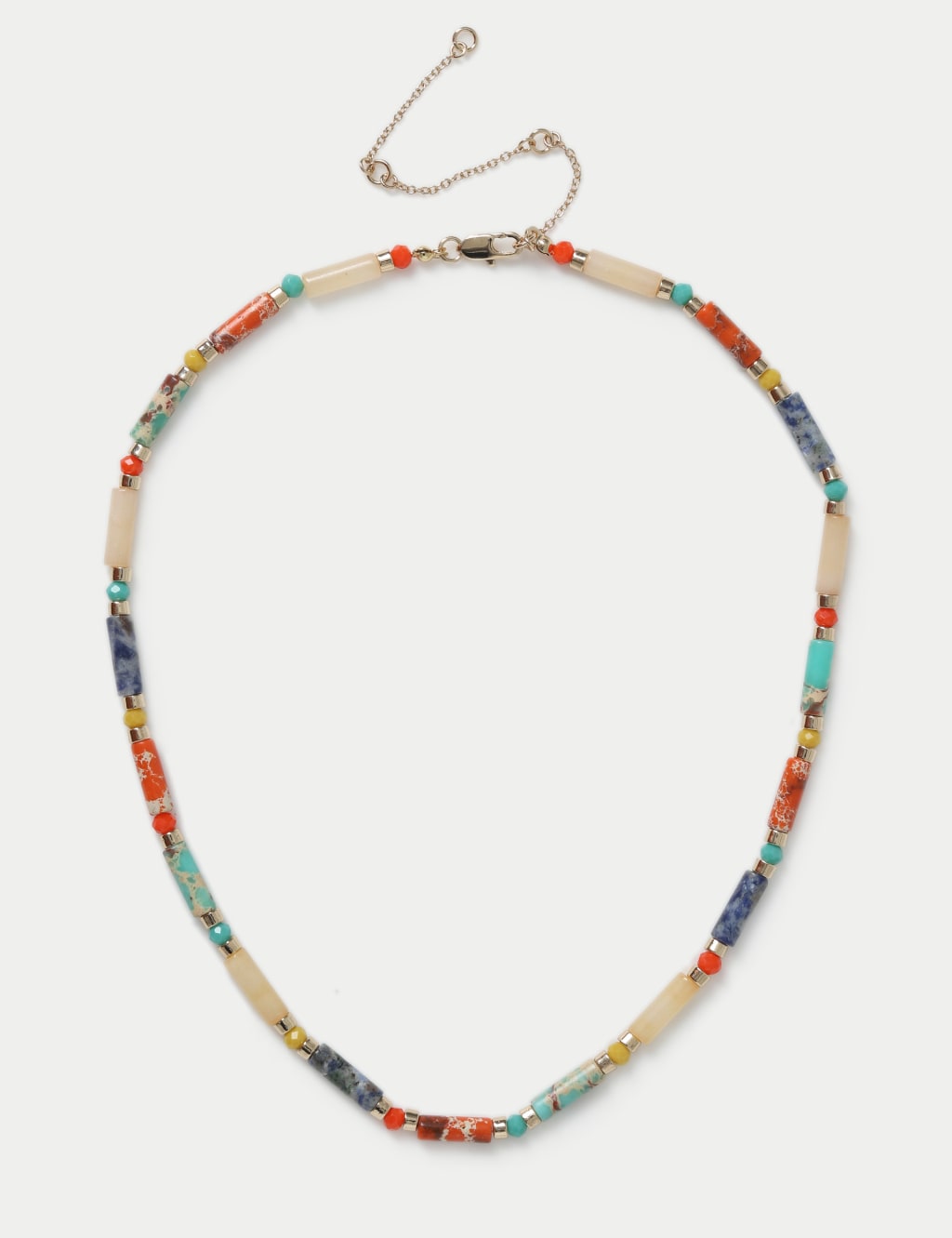 Multi Colour Natural Stone Beaded Detail Necklace 1 of 2