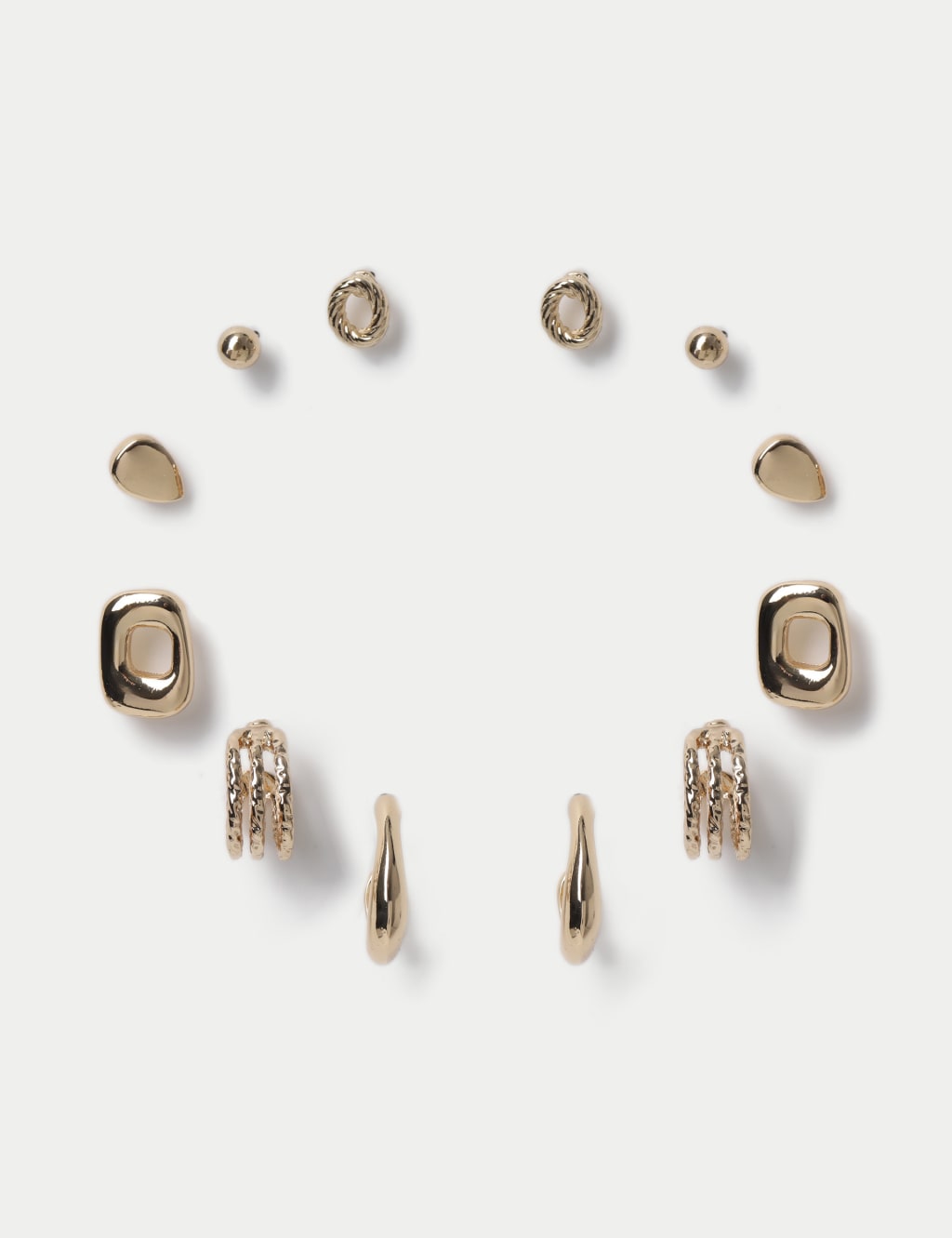 6 Pack Gold Tone Hoop and Stud Earring Set M S Collection M S