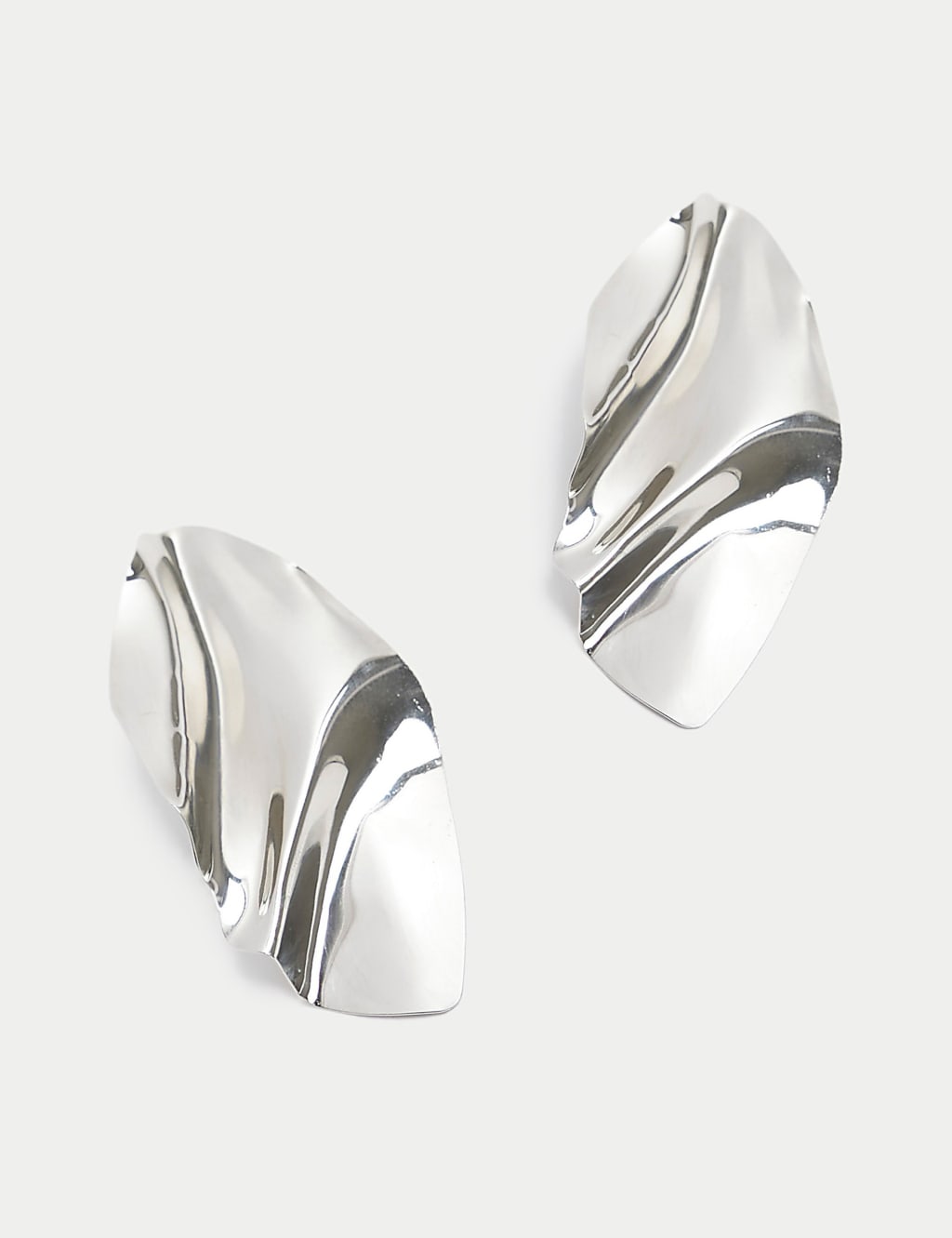 Silver Tone Folded Drop Earrings M S Collection M S