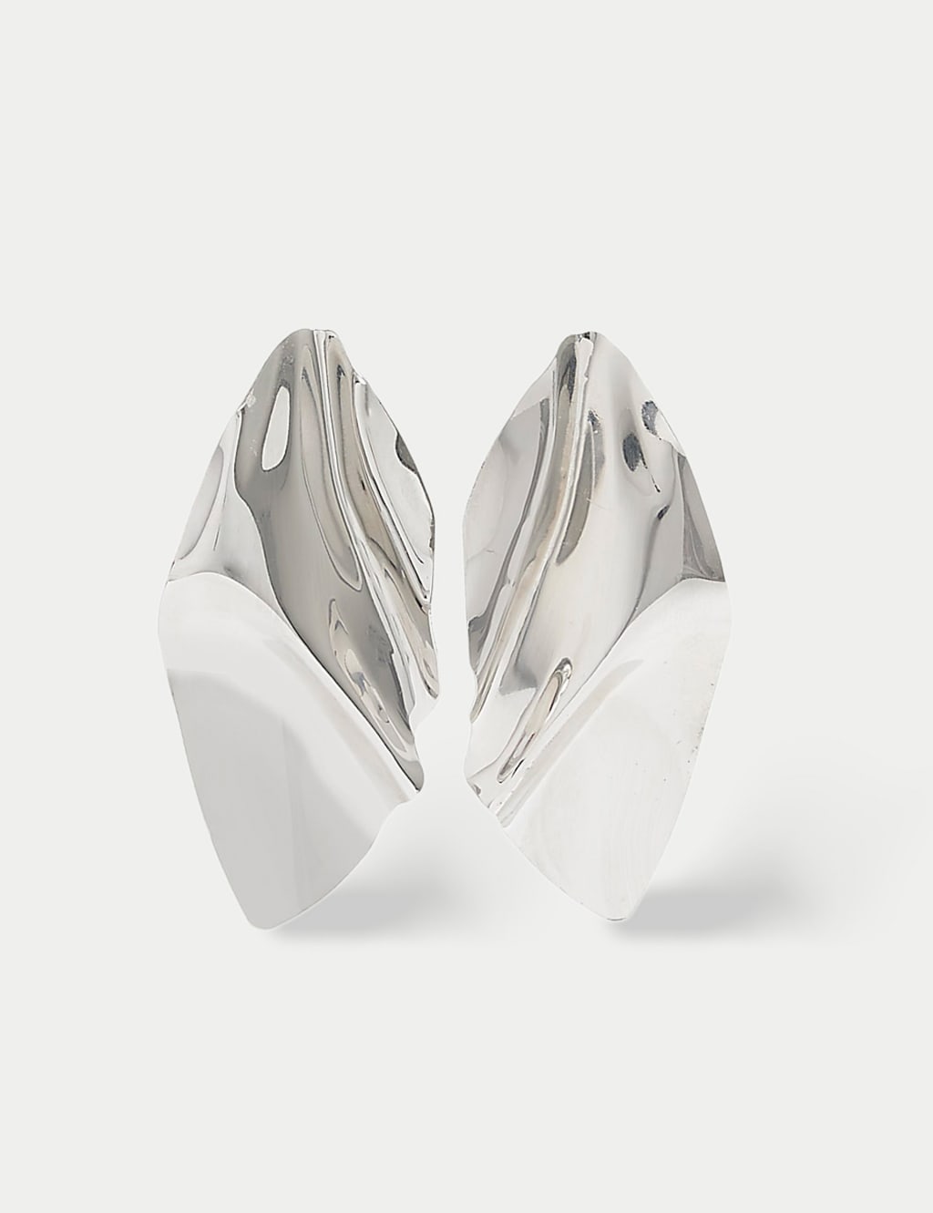 Silver Tone Folded Drop Earrings M S Collection M S